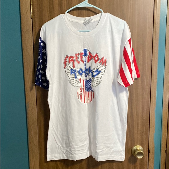 White and Red Patriotic Short Sleeve Tee - Picture 1 of 7